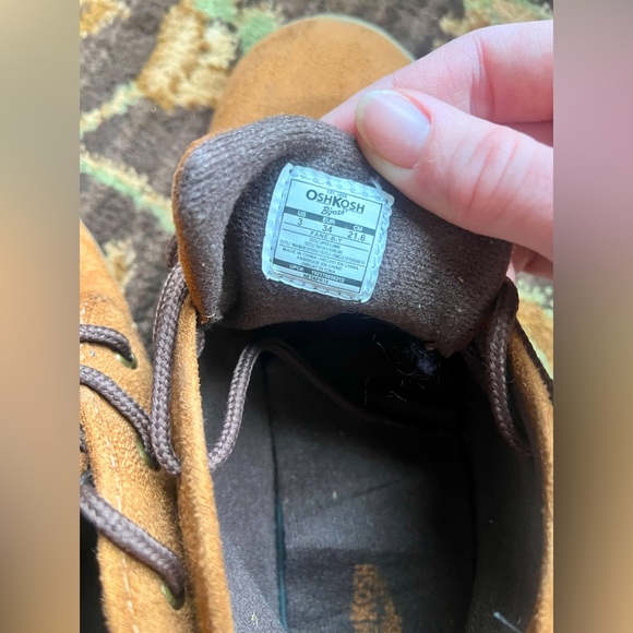 Oshkosh Brown Suede Lace up Ankle moccasin style Boot Shoes • size 3 big boys - Picture 8 of 16